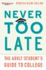 Book cover for "Never too late".