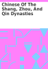 Book cover for "Chinese of the Shang, Zhou, and Qin dynasties"