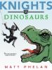 Book cover for "Knights vs. dinosaurs"