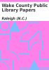 Book cover for "Wake County Public Library papers".