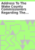 Book cover for "Address to the Wake County Commissioners Regarding the Wake County Public Library, 1992".
