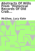 Book cover for "Abstracts of Wills from "Historical records of Old Crab Orchard, Lincoln County, Kentucky"".