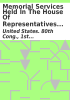 Book cover for "Memorial services held in the House of Representatives and Senate of the United States".