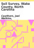 Book cover for "Soil survey, Wake County, North Carolina".